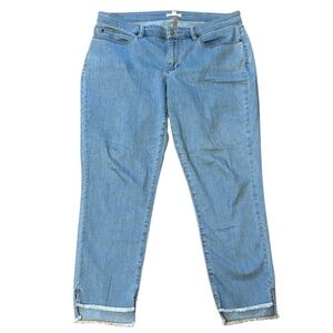 Eileen Fisher Cropped Raw Step Hem Jeans Denim Organic Cotton Size 14